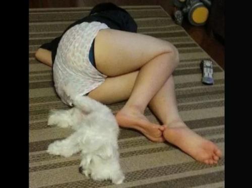 【盗撮】家庭内隠し撮り!帰宅すると居間で死んだように爆睡してる妹の無防備なパンチラを無断公開!!のトップ画像